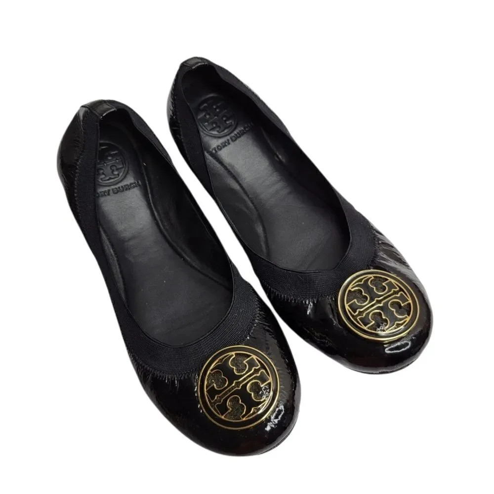 Tory Burch black patent flat 6.5M